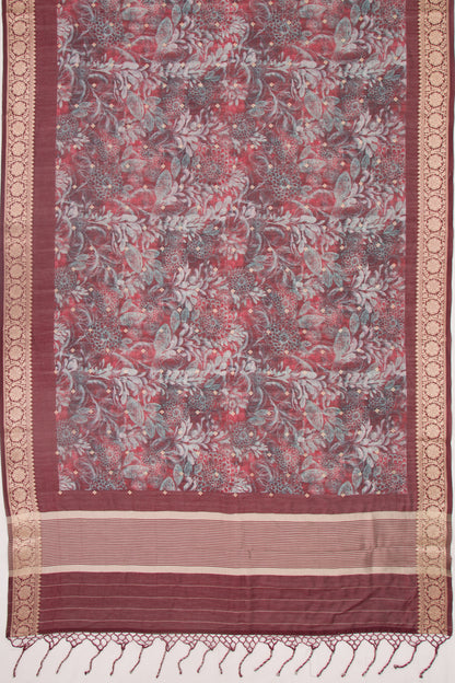 Chanderi Silk Floral Printed And Butta Purple Saree