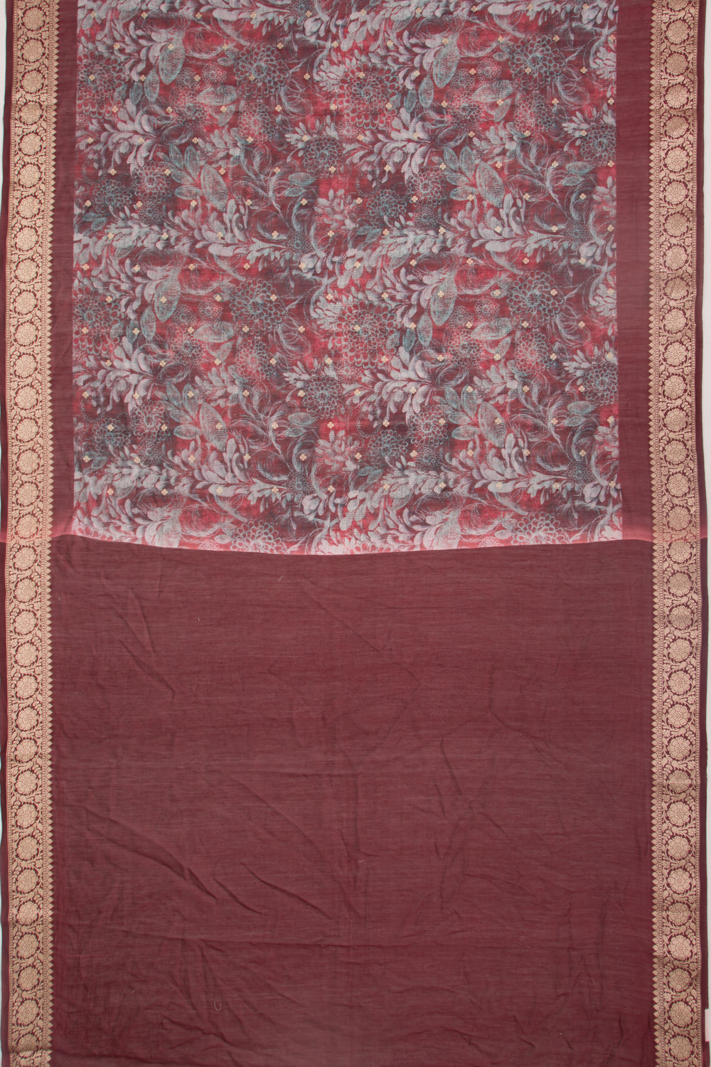 Chanderi Silk Floral Printed And Butta Purple Saree