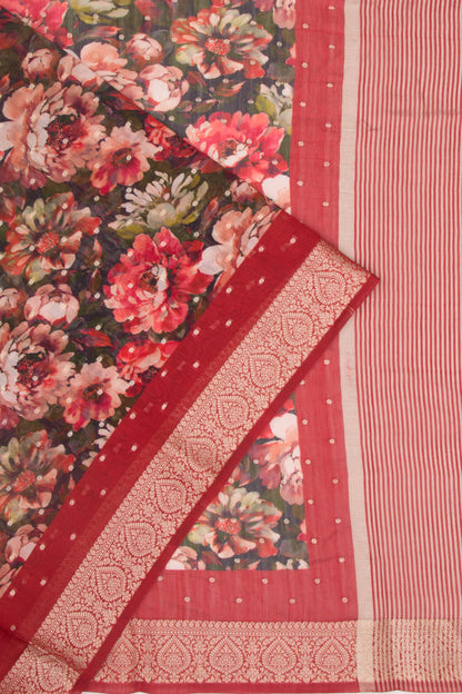 Chanderi Silk Floral Printed And Butta Multicolour Saree