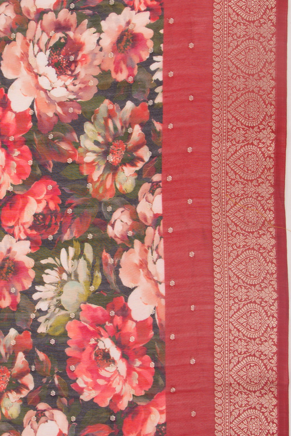 Chanderi Silk Floral Printed And Butta Multicolour Saree