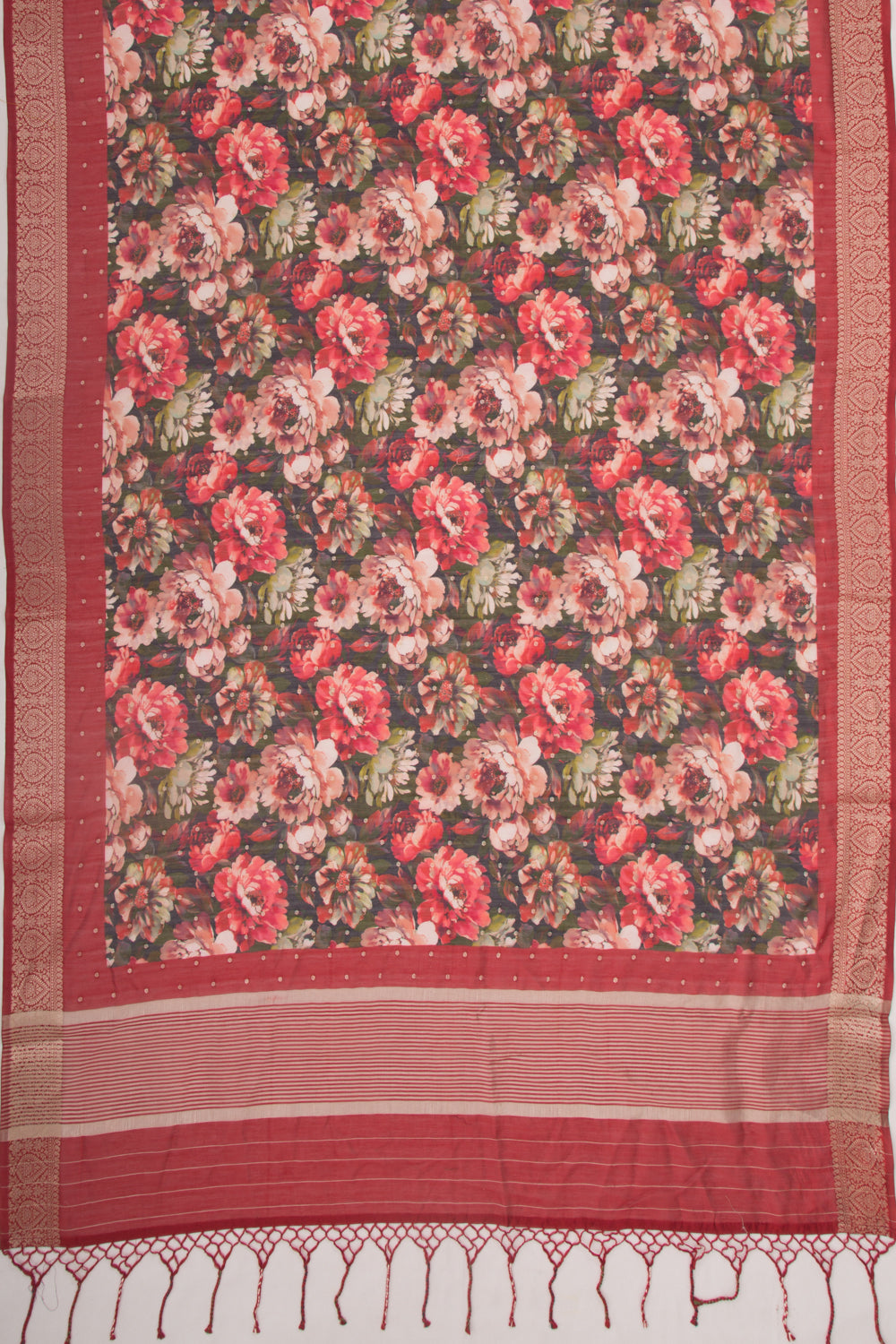 Chanderi Silk Floral Printed And Butta Multicolour Saree