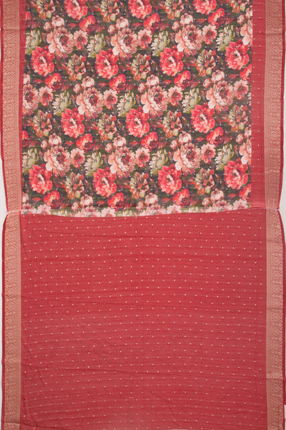 Chanderi Silk Floral Printed And Butta Multicolour Saree