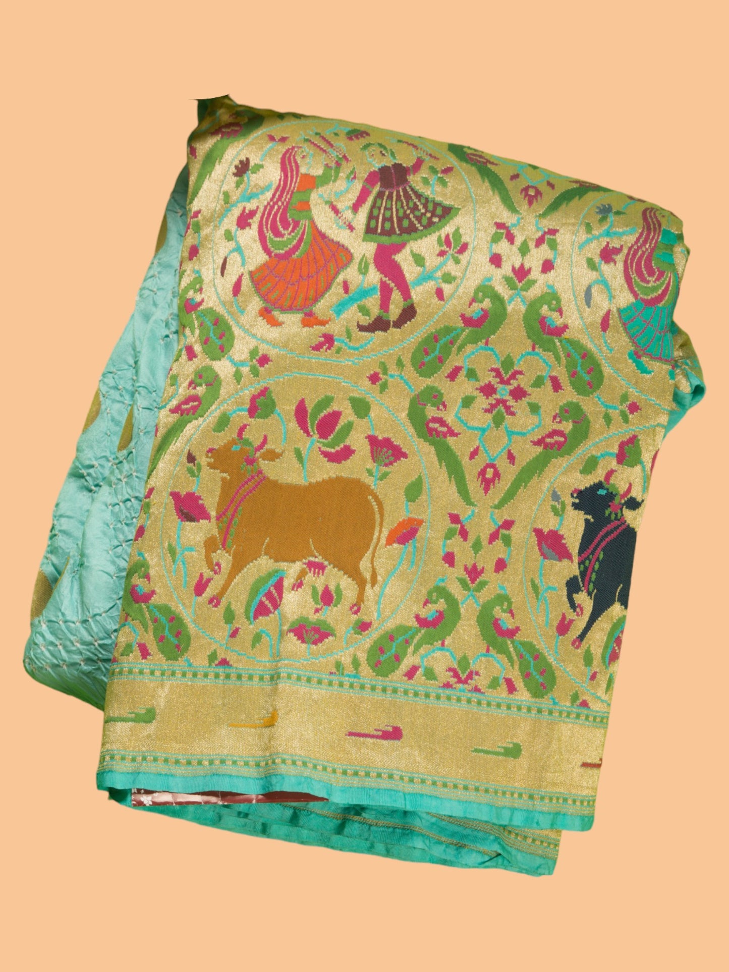 Banarasi Silk Bandhani Butta Sky Blue Saree