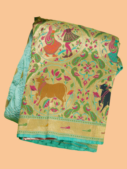 Banarasi Silk Bandhani Butta Sky Blue Saree