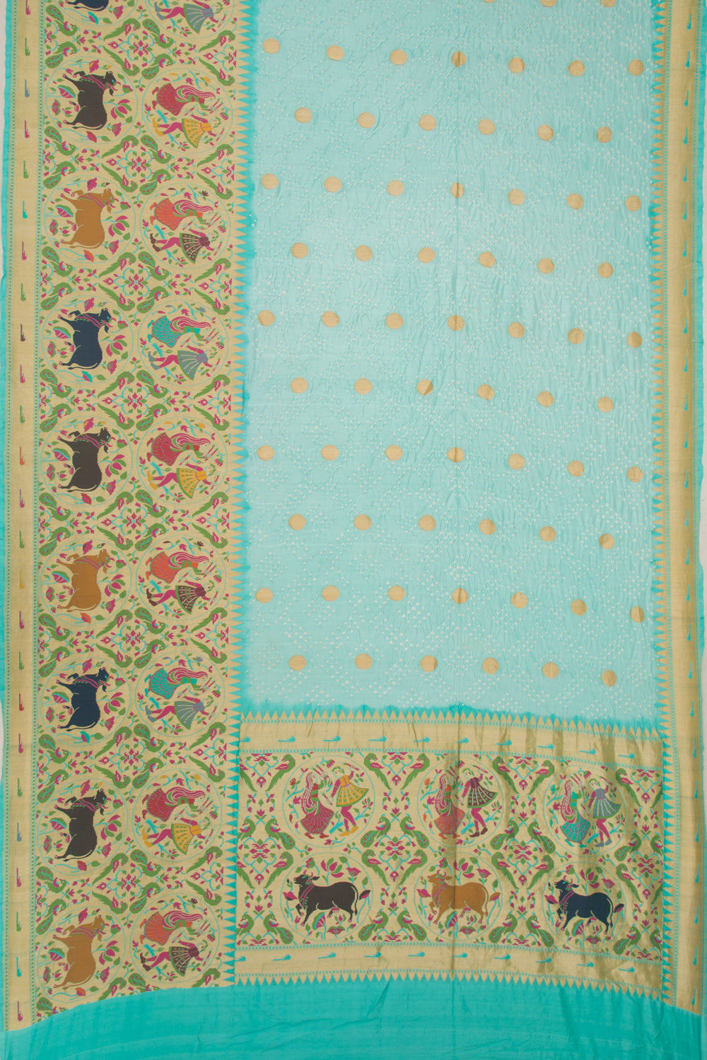 Banarasi Silk Bandhani Butta Sky Blue Saree