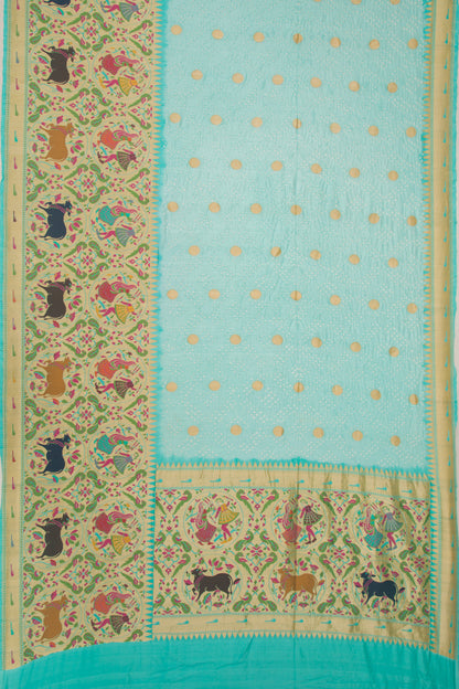 Banarasi Silk Bandhani Butta Sky Blue Saree