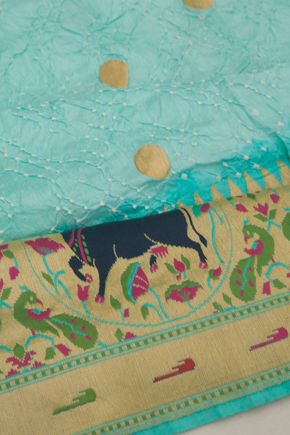 Banarasi Silk Bandhani Butta Sky Blue Saree