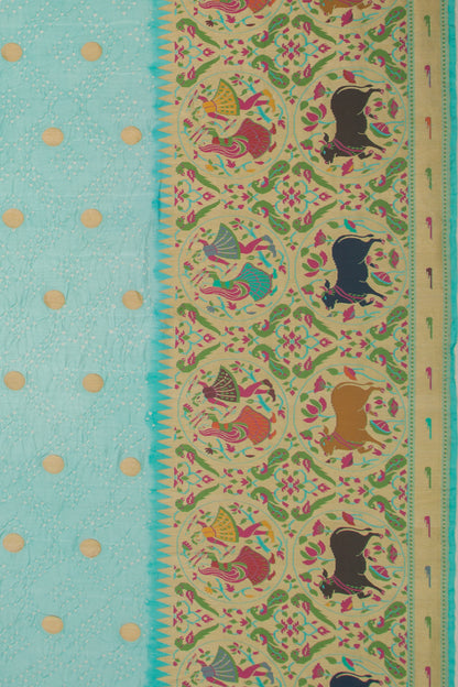 Banarasi Silk Bandhani Butta Sky Blue Saree