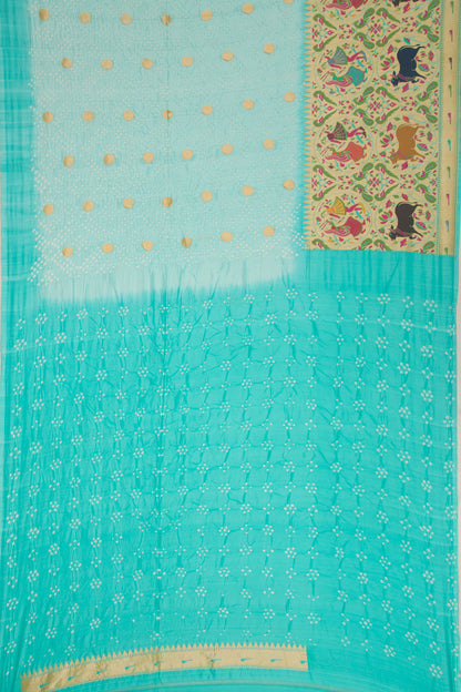 Banarasi Silk Bandhani Butta Sky Blue Saree