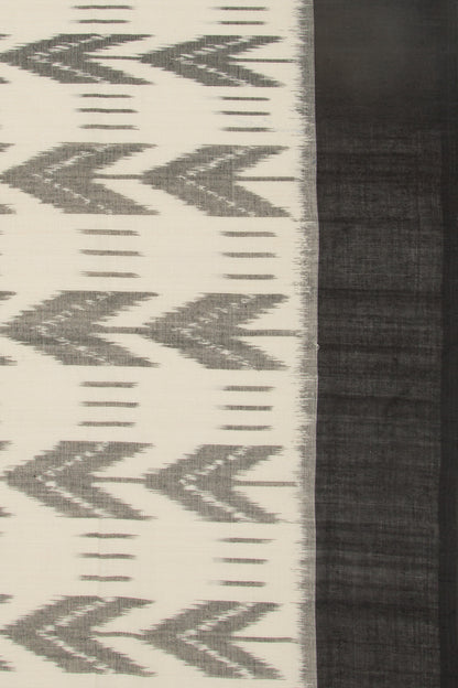 Pochampally Cotton Ikat White Saree