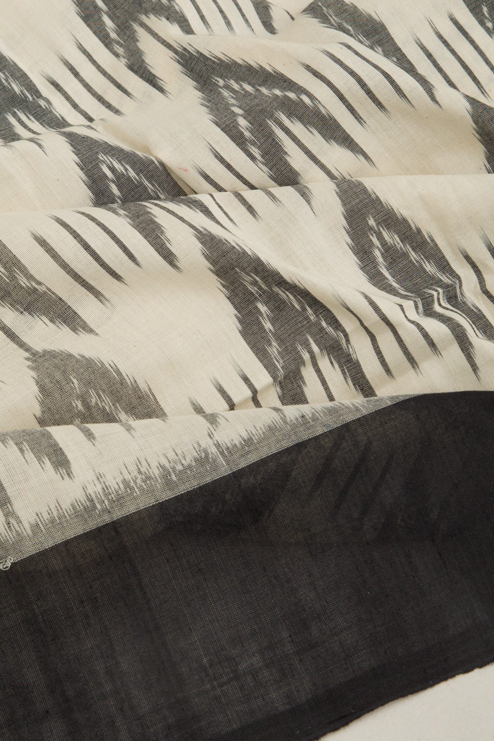 Pochampally Cotton Ikat White Saree
