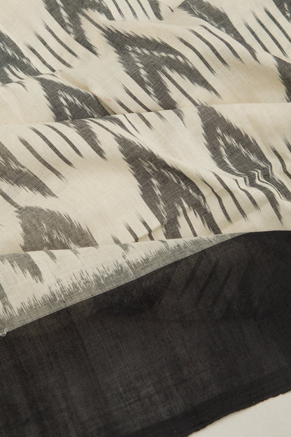 Pochampally Cotton Ikat White Saree