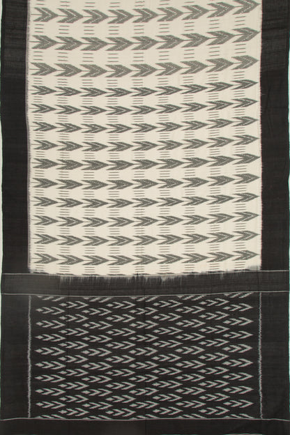 Pochampally Cotton Ikat White Saree