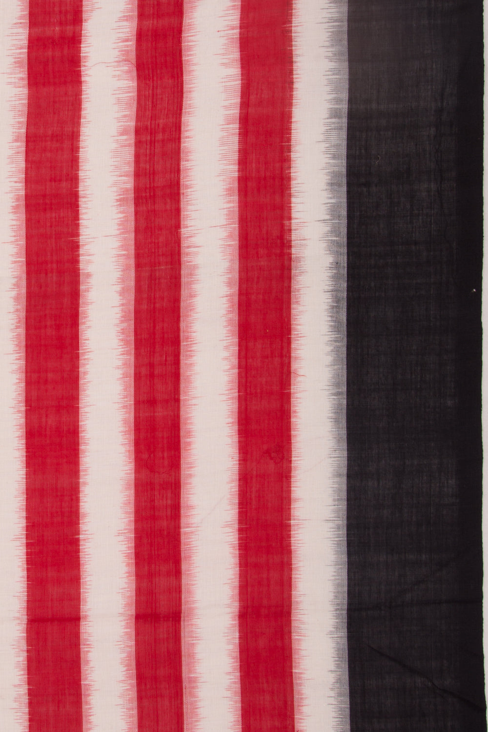 Pochampally Cotton Ikat Horizontal Lines White and Red Saree
