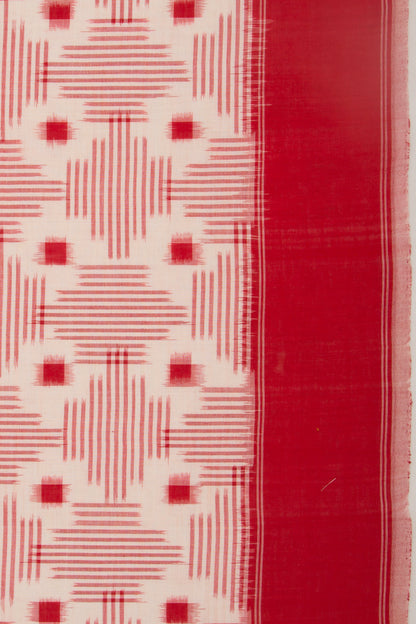 Pochampally Cotton Ikat White Saree