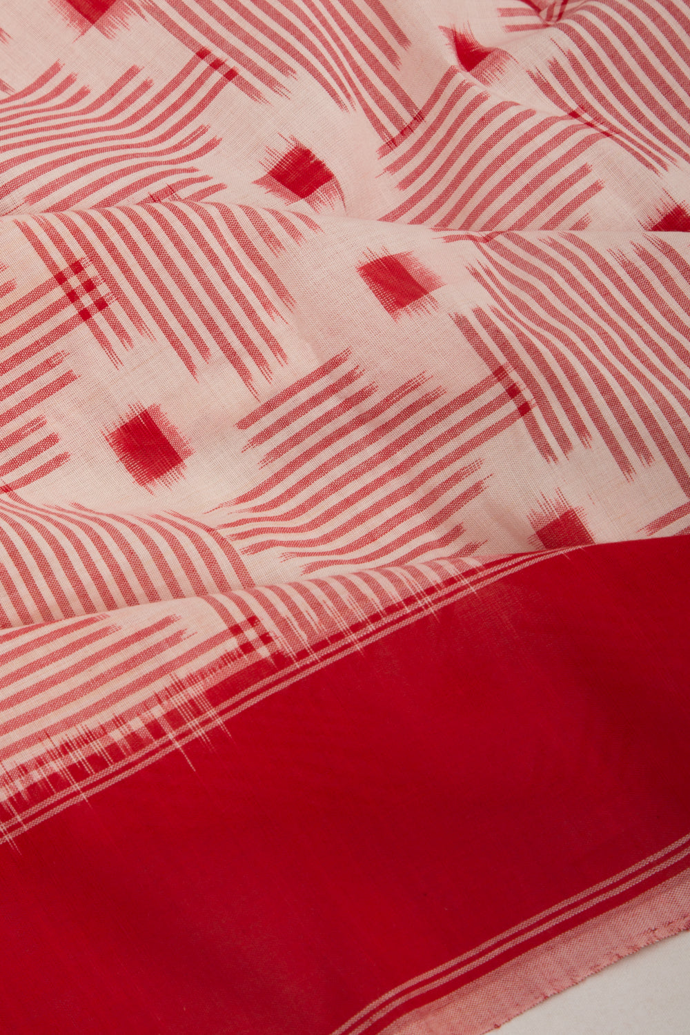 Pochampally Cotton Ikat White Saree