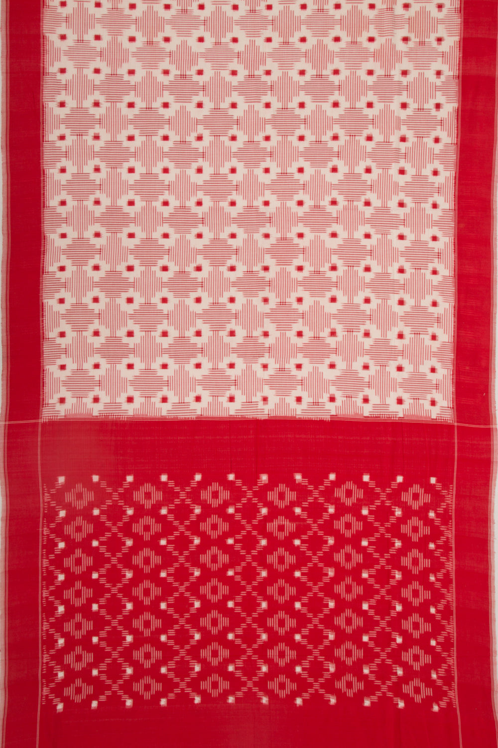 Pochampally Cotton Ikat White Saree