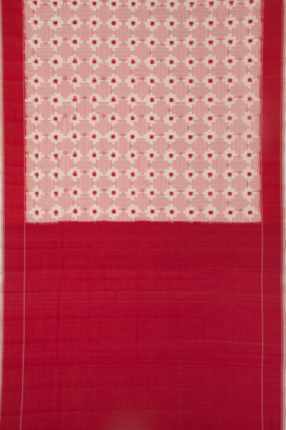 Pochampally Cotton Ikat White Saree
