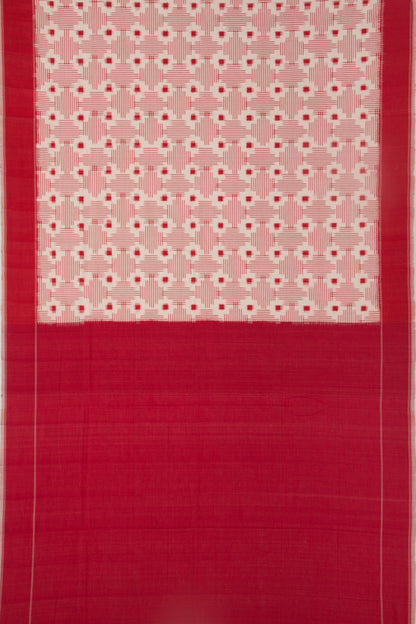 Pochampally Cotton Ikat White Saree
