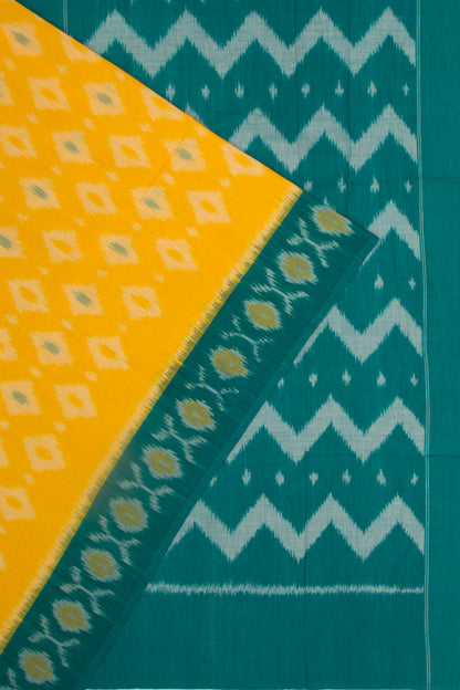 Pochampally Cotton Ikat Yellow Saree
