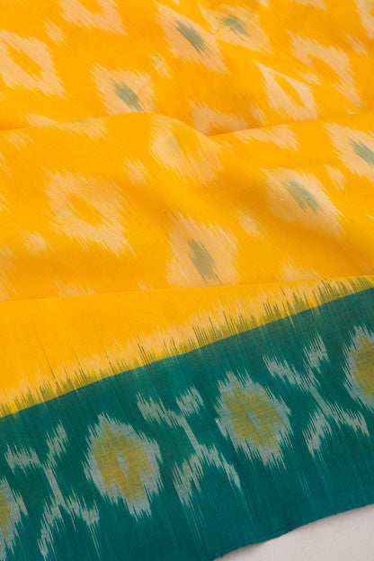Pochampally Cotton Ikat Yellow Saree