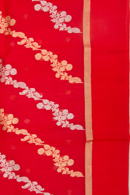 Organza Half And Half Red Saree
