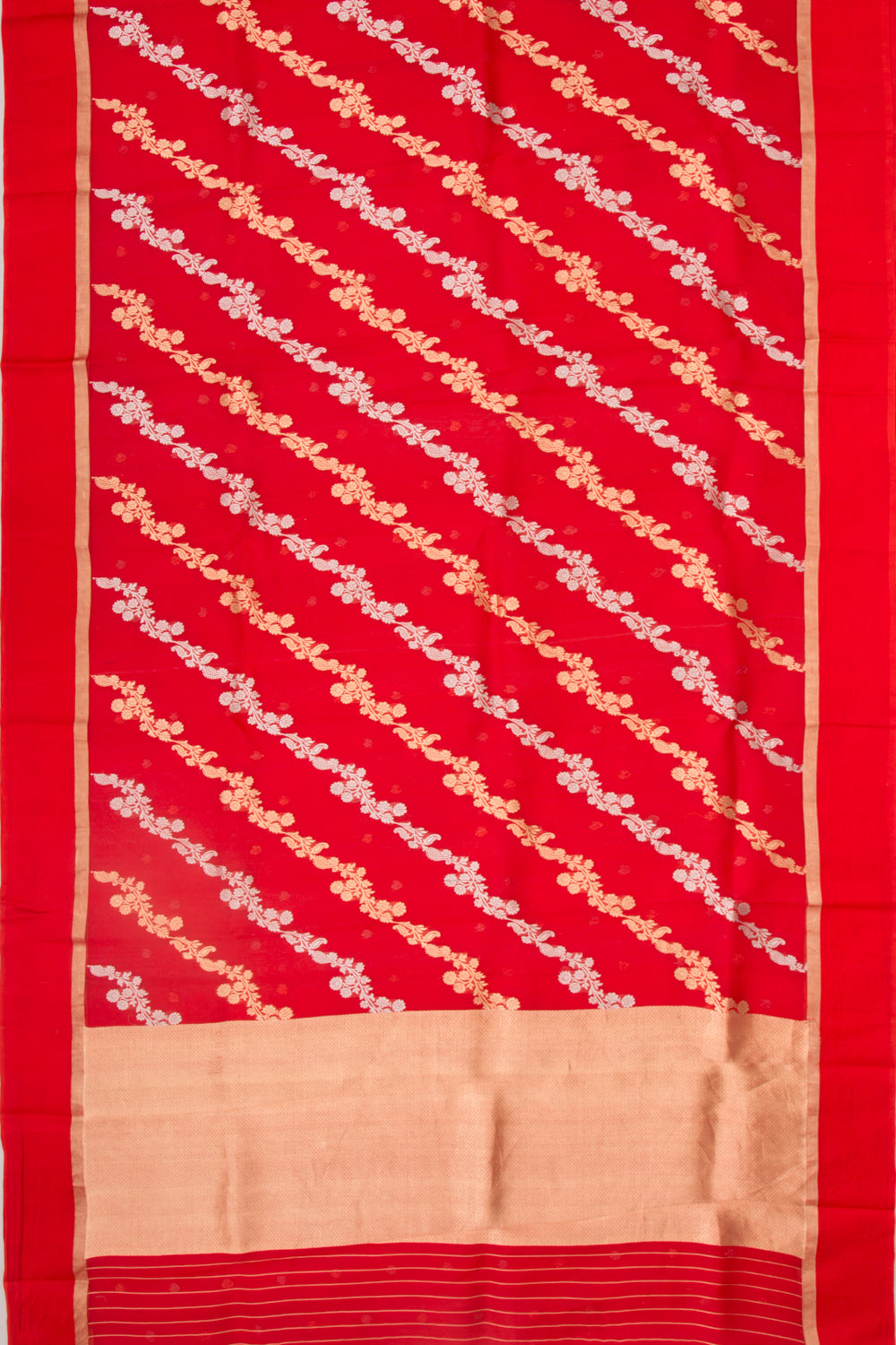 Organza Half And Half Red Saree