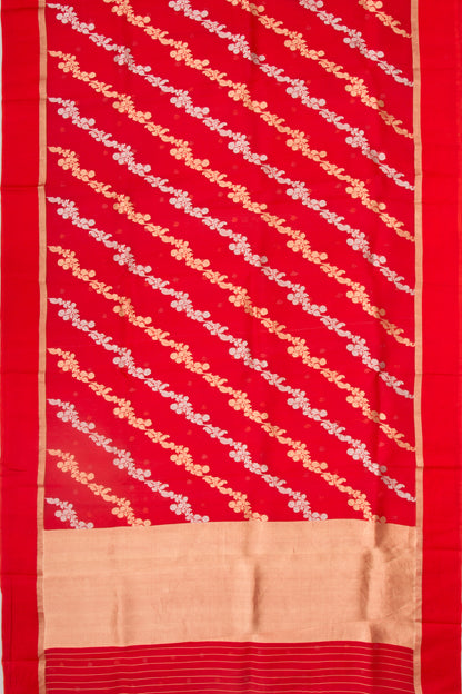 Organza Half And Half Red Saree