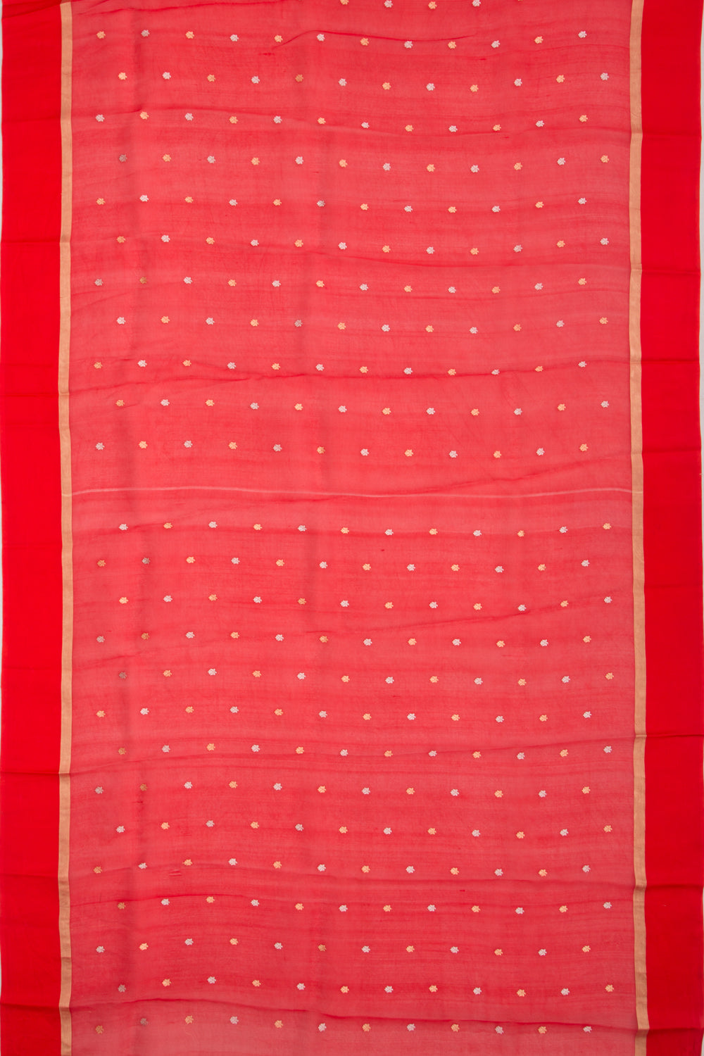 Organza Half And Half Red Saree