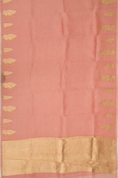 Organza Butta Peach Saree