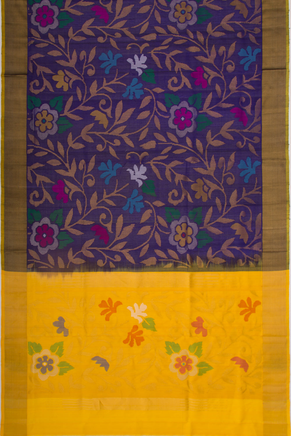 Uppada Silk Jamdani All Over Dark Blue Saree