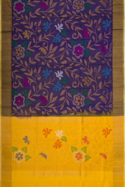 Uppada Silk Jamdani All Over Dark Blue Saree