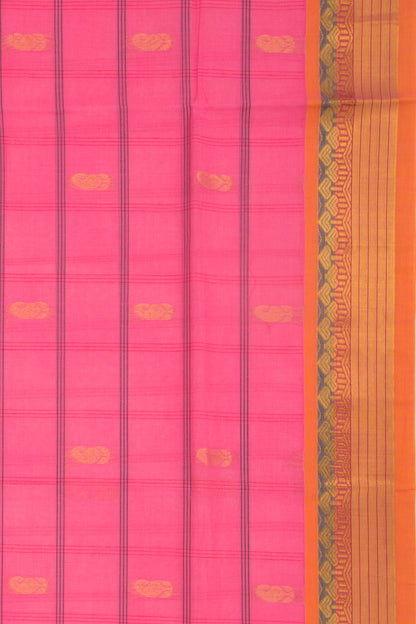 Mangalgiri Cotton Checks And Butta Pink Saree