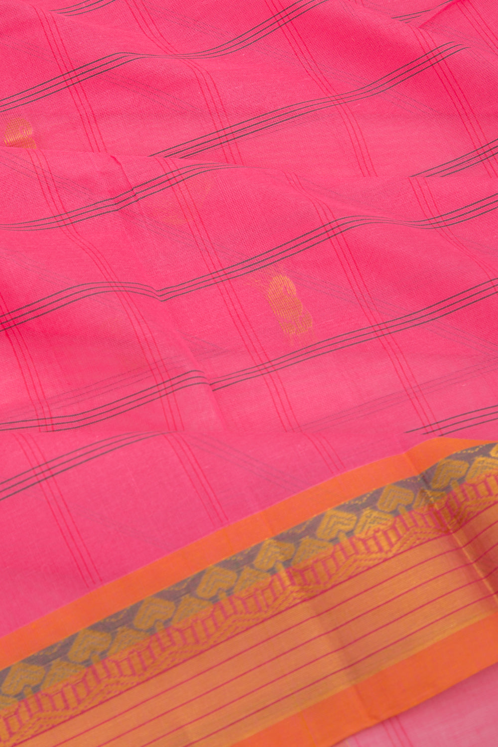 Mangalgiri Cotton Checks And Butta Pink Saree