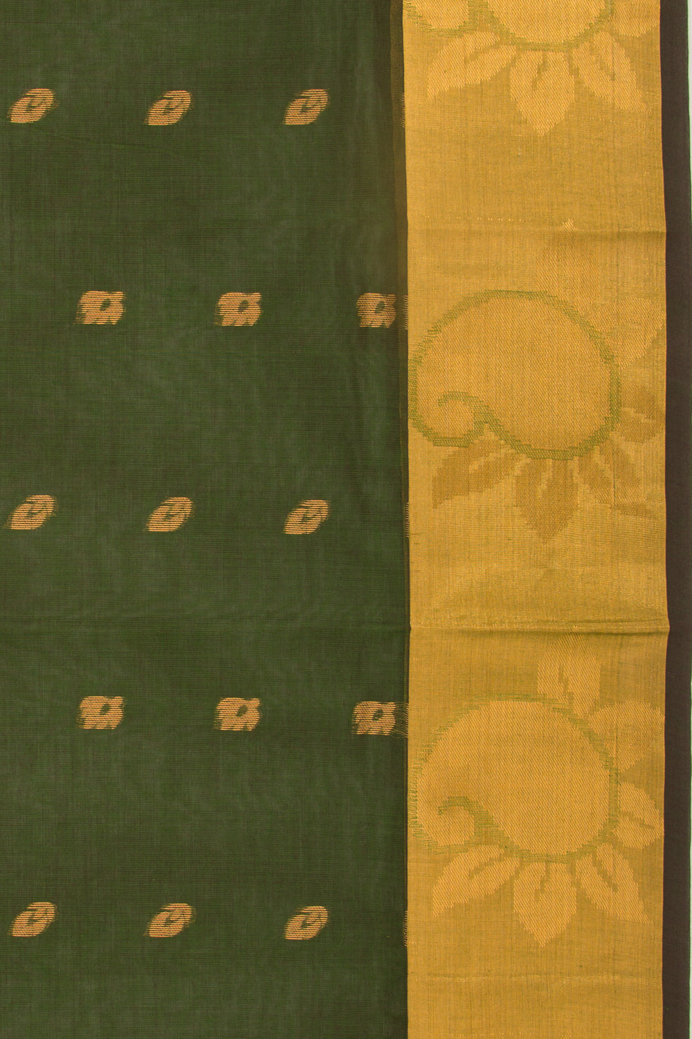 Mangalgiri Cotton Butta Bottle Green Saree