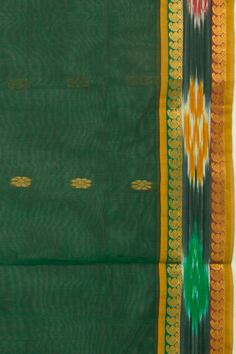 Mangalgiri Cotton Butta Bottle Green Saree