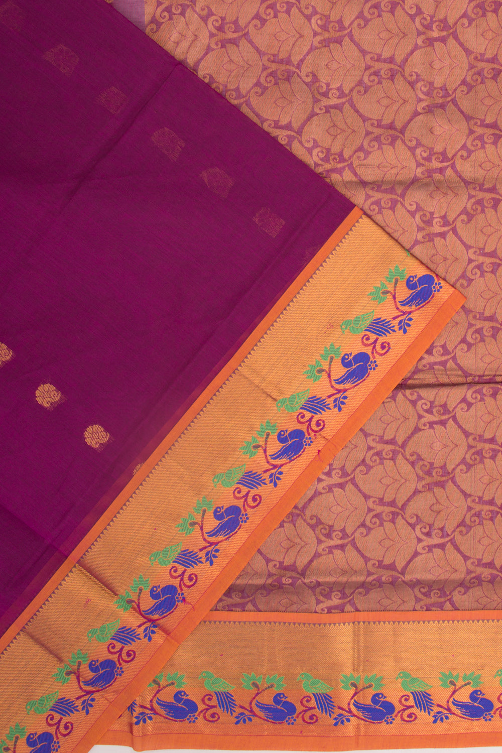 Mangalgiri Cotton Butta Purple Saree