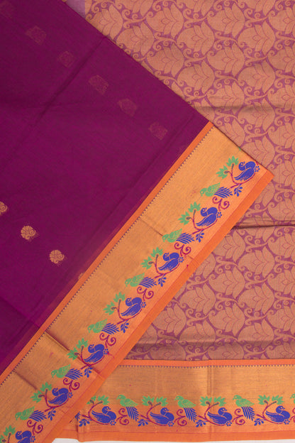 Mangalgiri Cotton Butta Purple Saree