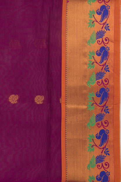 Mangalgiri Cotton Butta Purple Saree