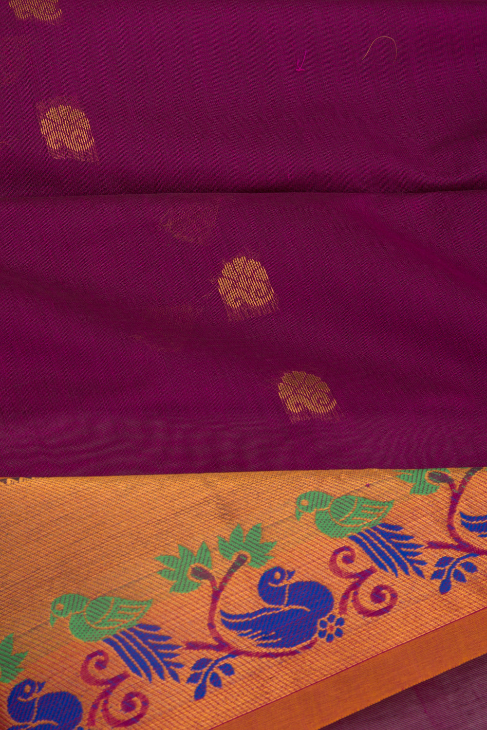 Mangalgiri Cotton Butta Purple Saree