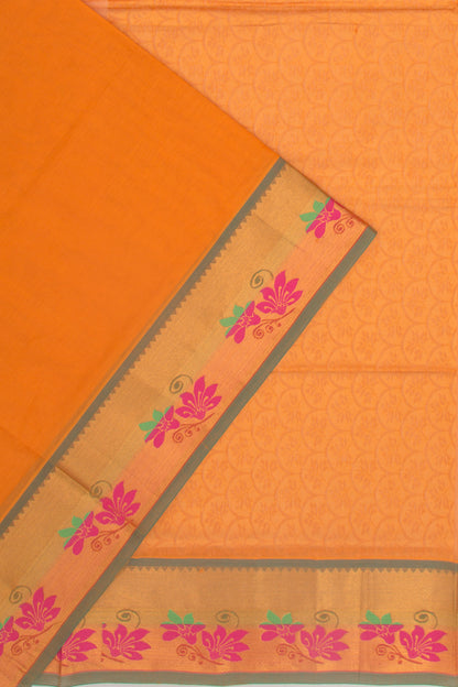 Mangalgiri Cotton Butta Mustard Yellow Saree