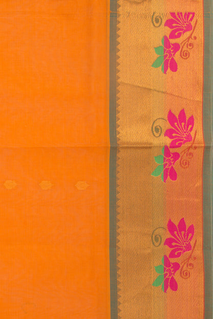 Mangalgiri Cotton Butta Mustard Yellow Saree