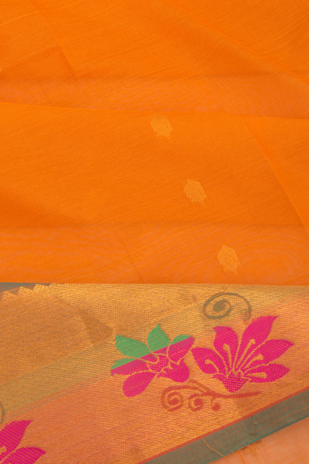 Mangalgiri Cotton Butta Mustard Yellow Saree