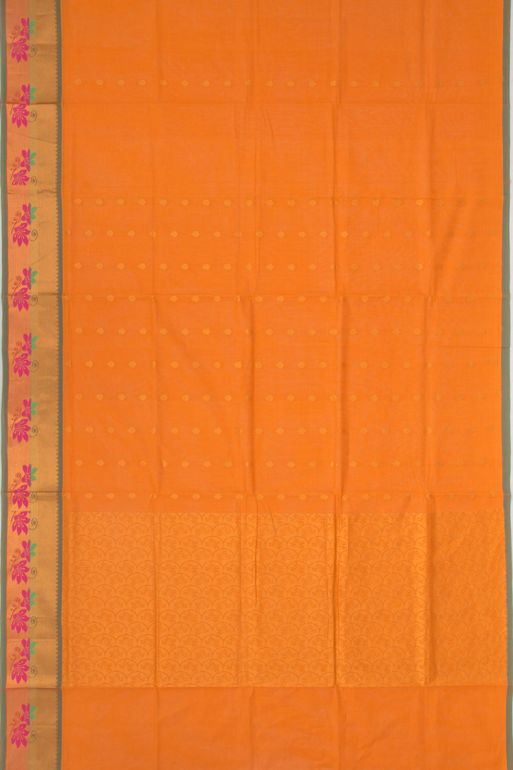 Mangalgiri Cotton Butta Mustard Yellow Saree