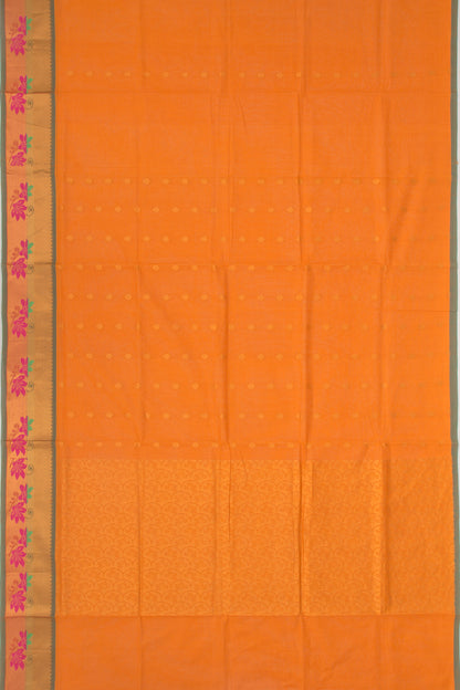 Mangalgiri Cotton Butta Mustard Yellow Saree