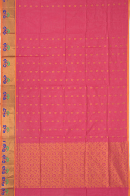 Mangalgiri Cotton Butta Pink Saree