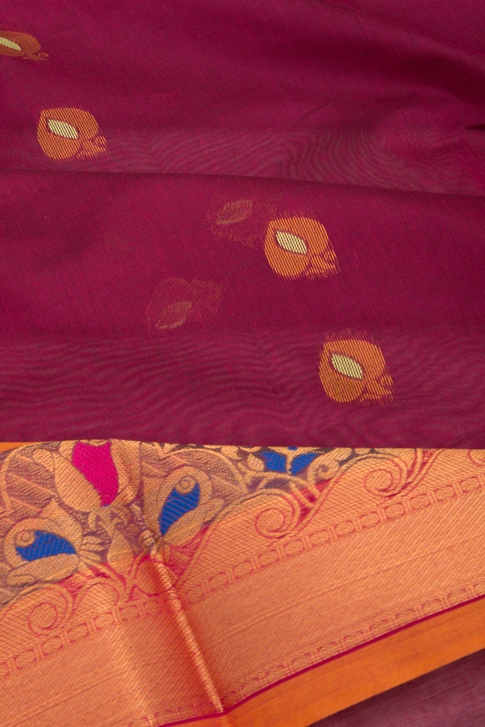 Mangalgiri Cotton Butta Purple Saree