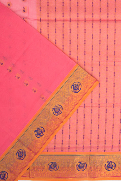 Mangalgiri Cotton Butta Pink Saree