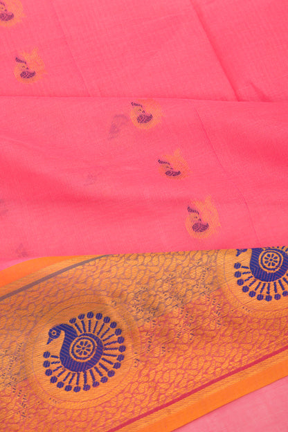 Mangalgiri Cotton Butta Pink Saree