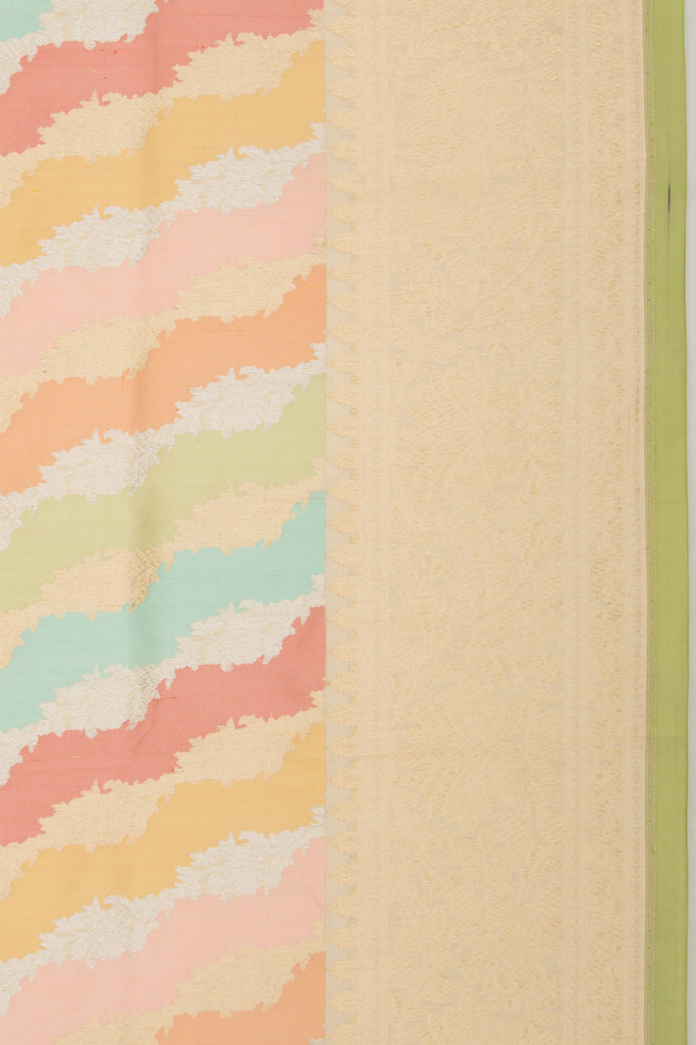 Banarasi Silk Leheriya Rangkat Cream Saree